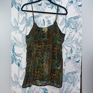 Show Me Your MuMu Peacock Feather Mini Dress in Green & Blue